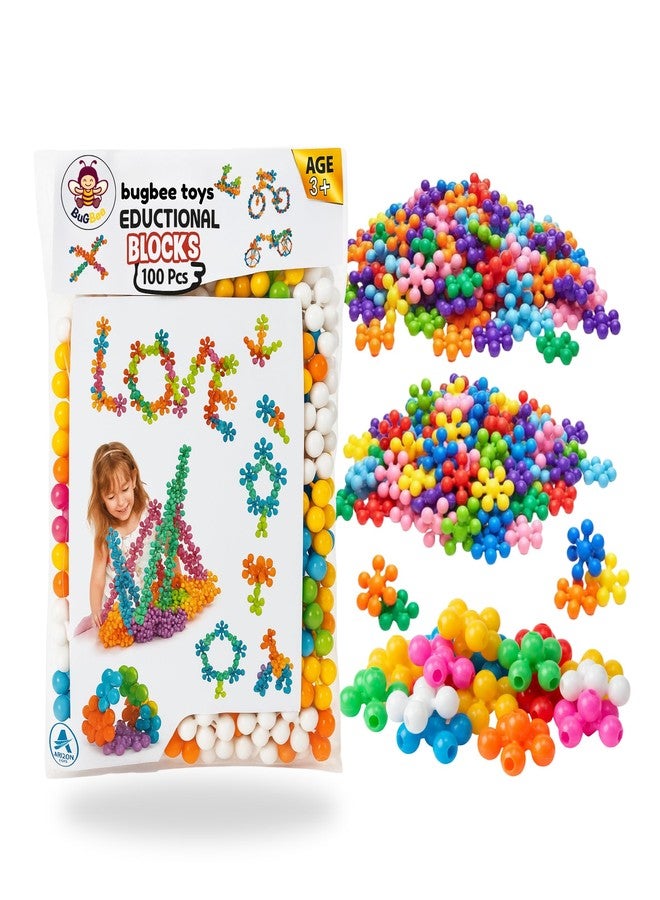 BuGBee Star Links Educational Building Blocks Toy - 100 Pcs | Creative Connector Toy for Kids | Multicolor Activity Game for Boys & Girls | STEM Learning Toy - Image 1